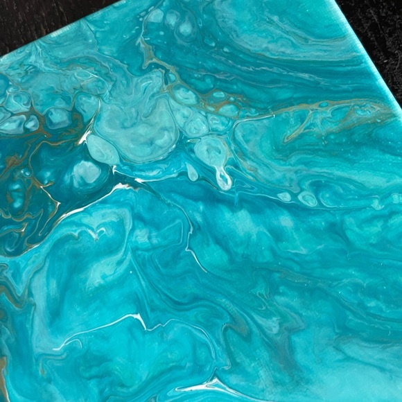 Turquoise Heaven - Coastal Fluid Art painting 16x20 - Picture 5 of 9